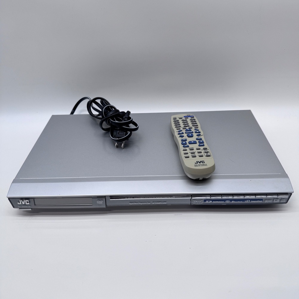 JVC DVD Player Silver XV-NP10S Progressive Scan Multi Slot Remote RM-SXC067A